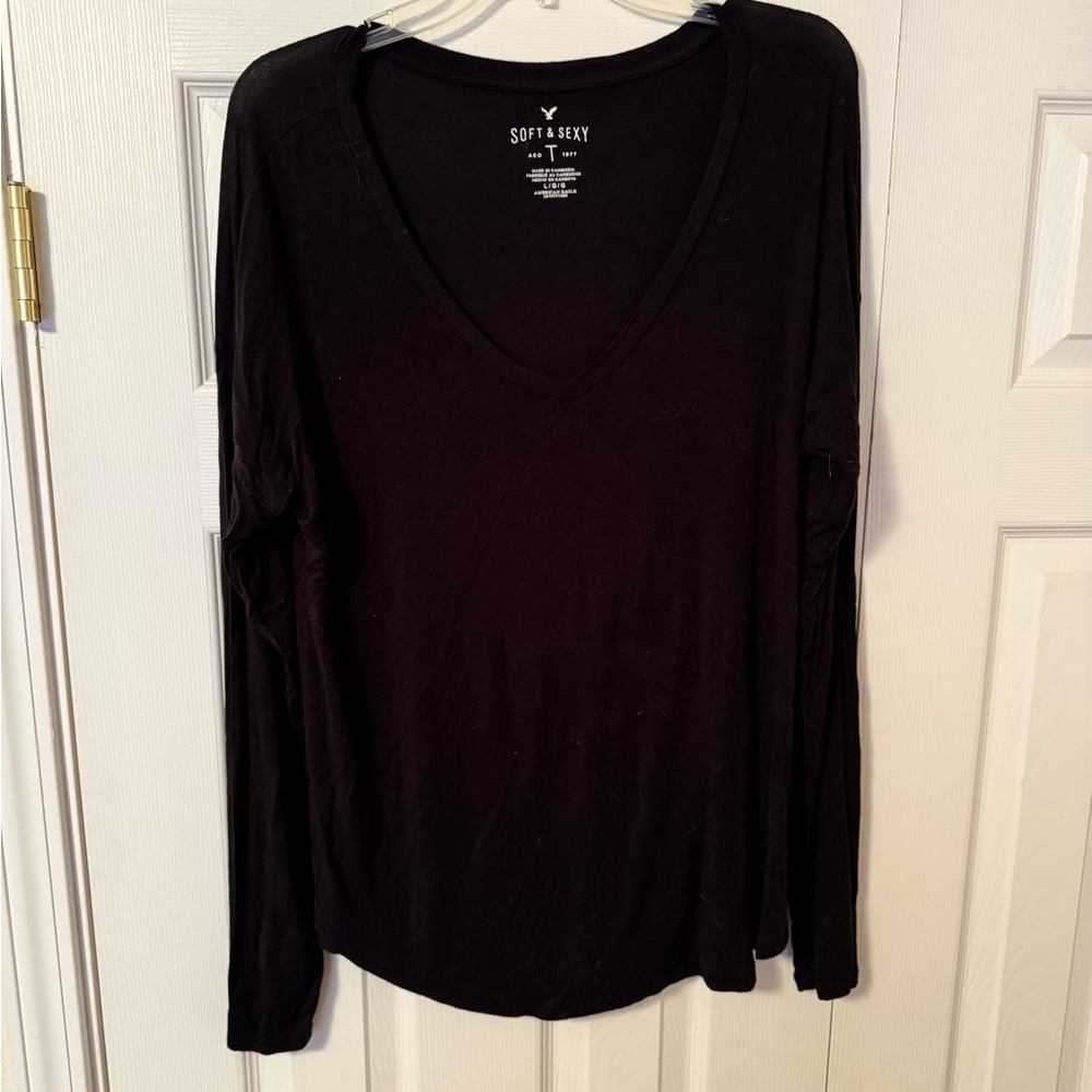 American Eagle Outfitters Black Long Sleeve Top